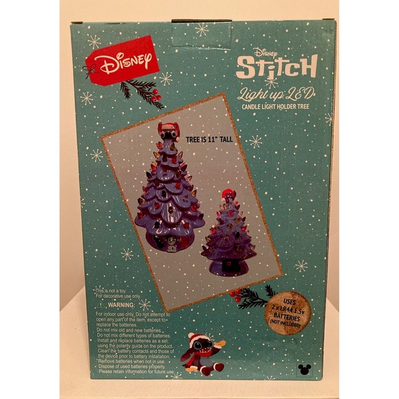 Disney Merry Stitchmas Lilo Stitch Ceramic Light Up Christmas Tree 11" Decor NEW - Picture 4 of 14